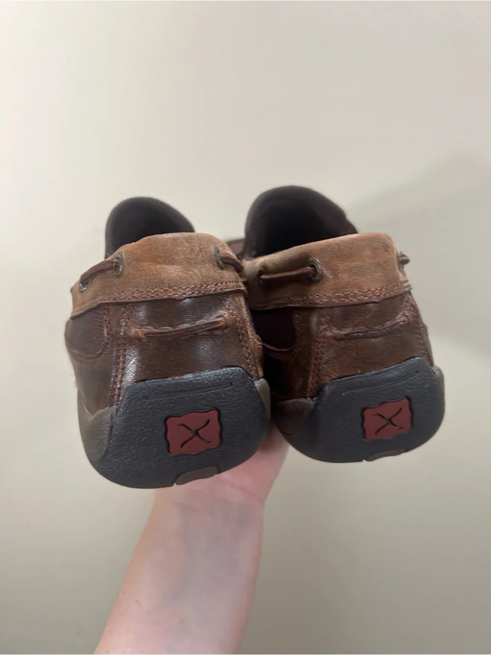 Men's Twisted X Brown Leather Slip On Driving Moccasins Size 13 Wide